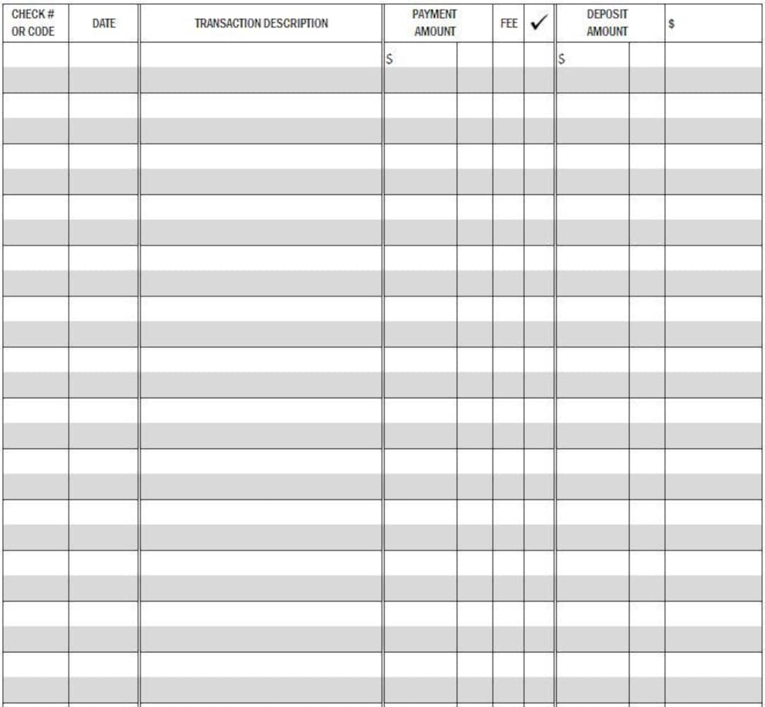 printable check register