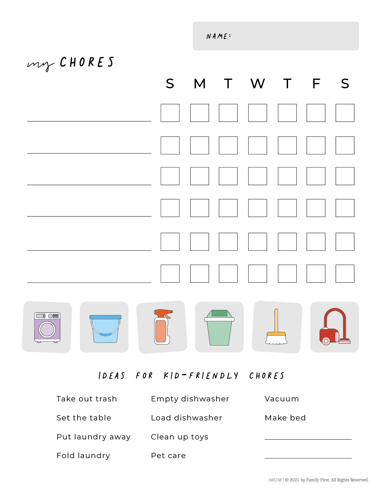 printable chore chart
