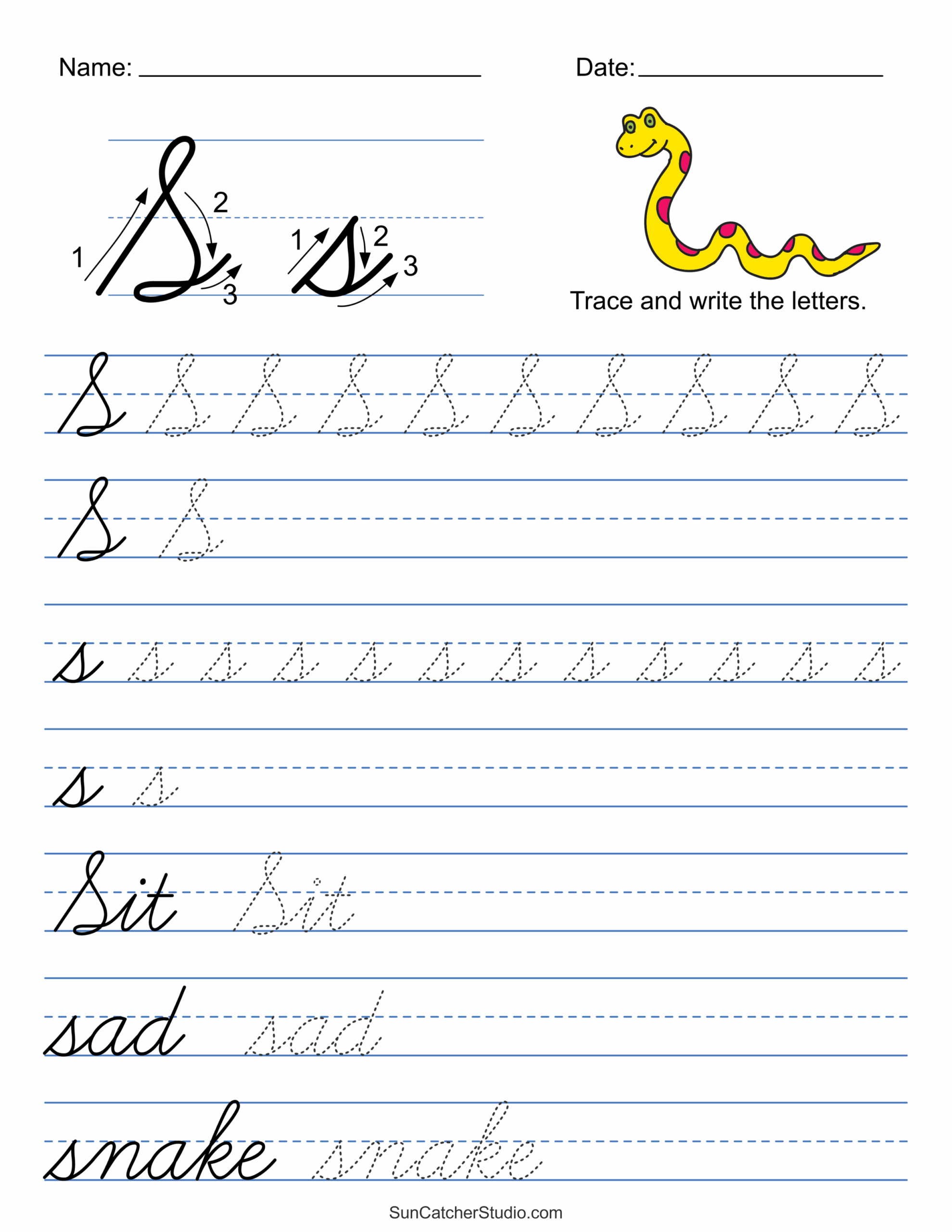 Printable Cursive Handwriting Worksheets Practice Letters Free Printables Monograms Design Tools Patterns DIY Projects