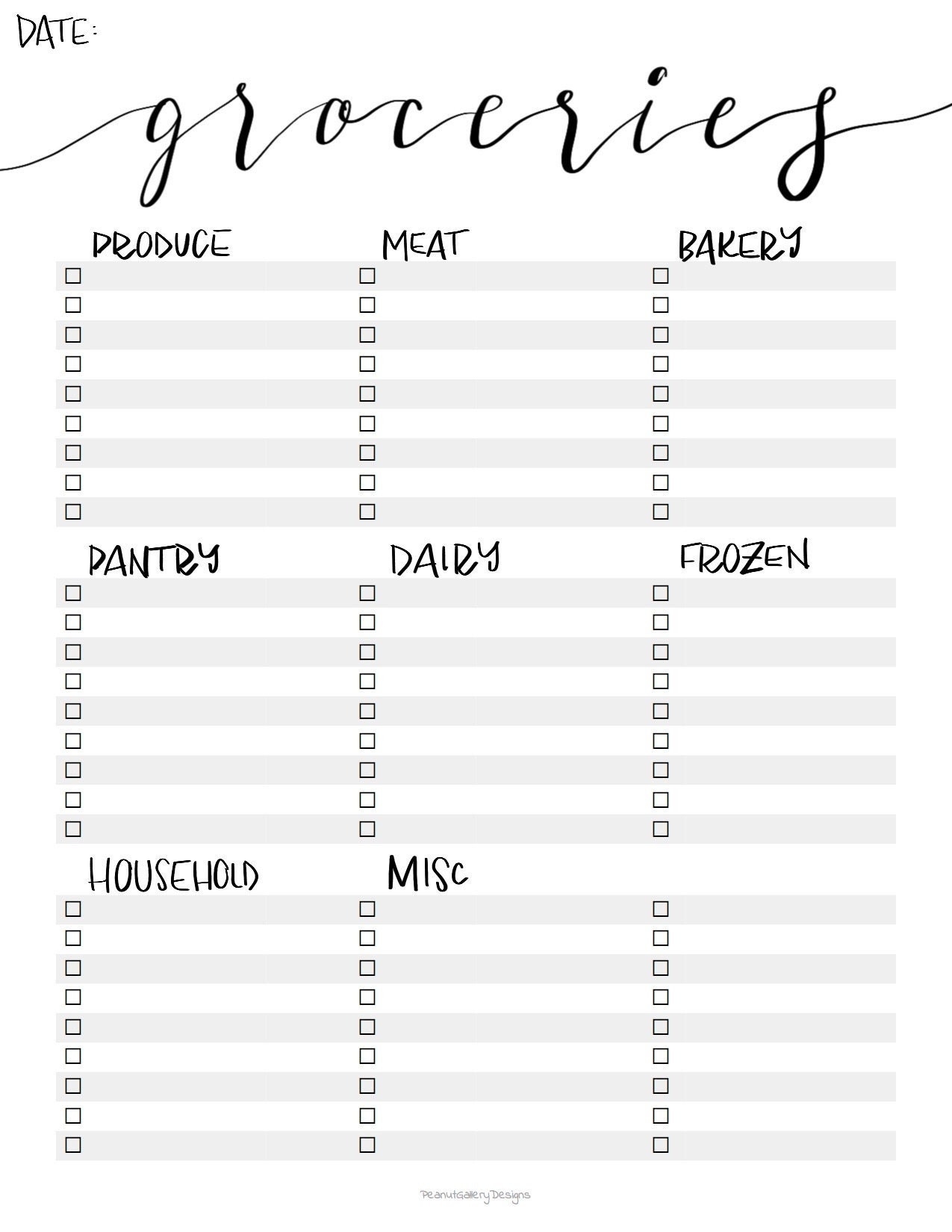 Printable Grocery List