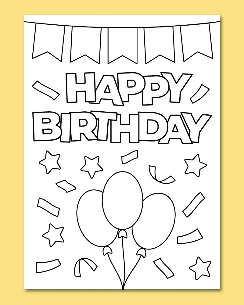 happy birthday printable coloring pages
