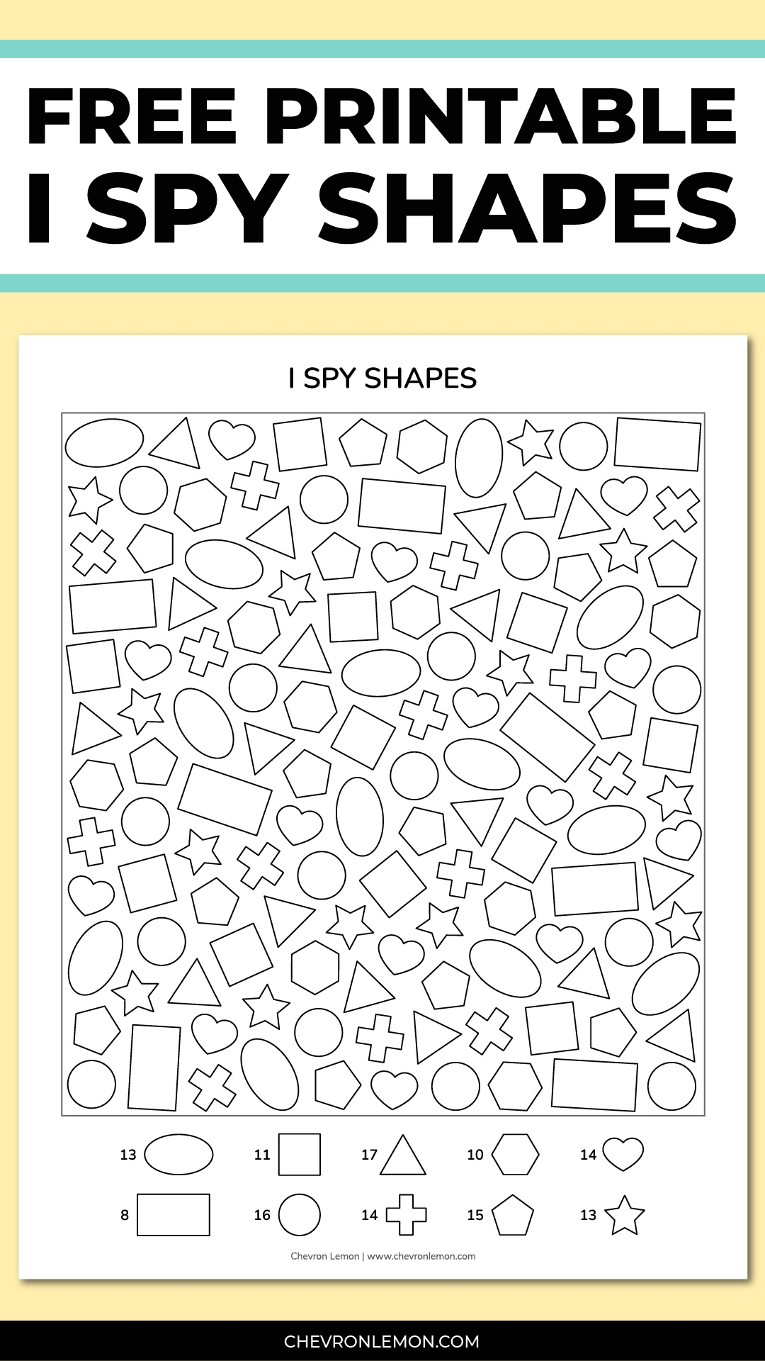 Printable I Spy Shapes Chevron Lemon