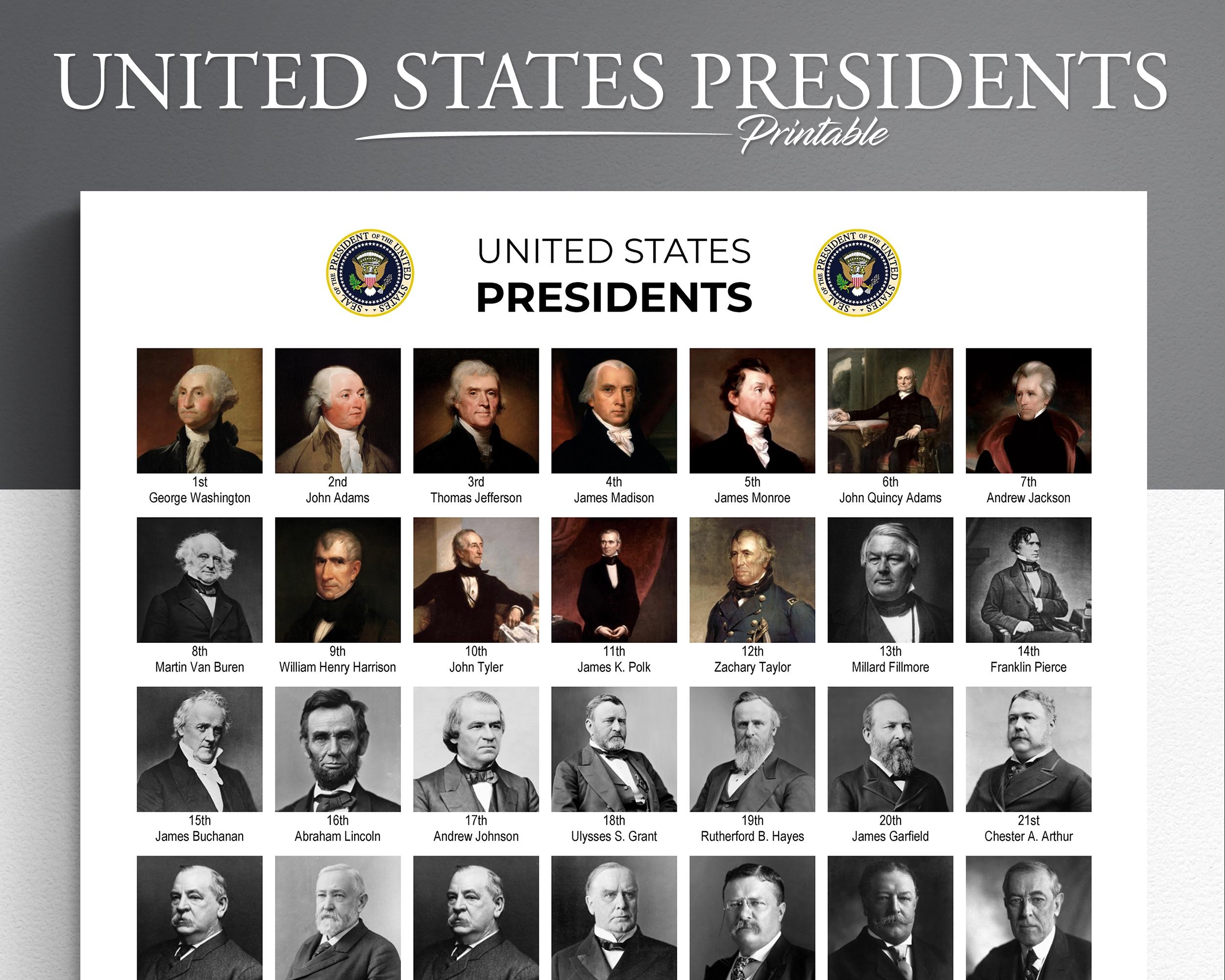 printable list of us presidents in order