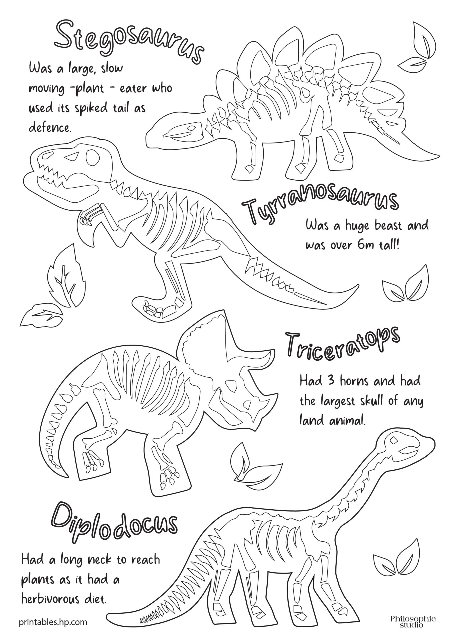 dinosaur printable colouring pages