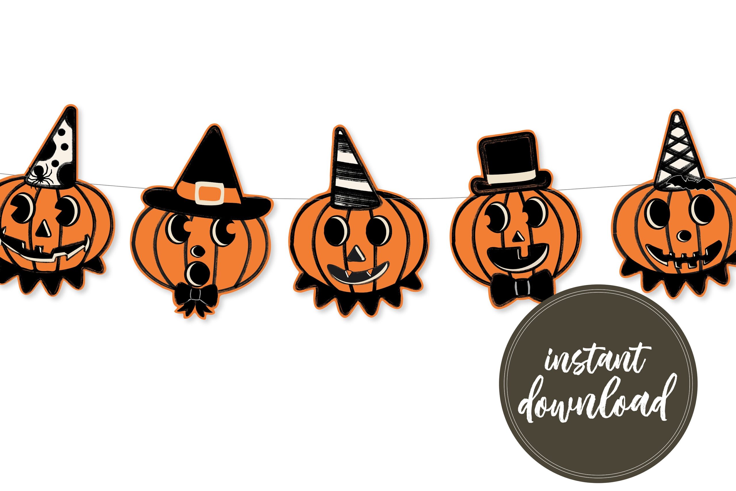 Pumpkin Halloween Decor Vintage Style Jack o lanterns Printable Banner Halloween Party Digital Download Vintage Style Halloween Garland Etsy