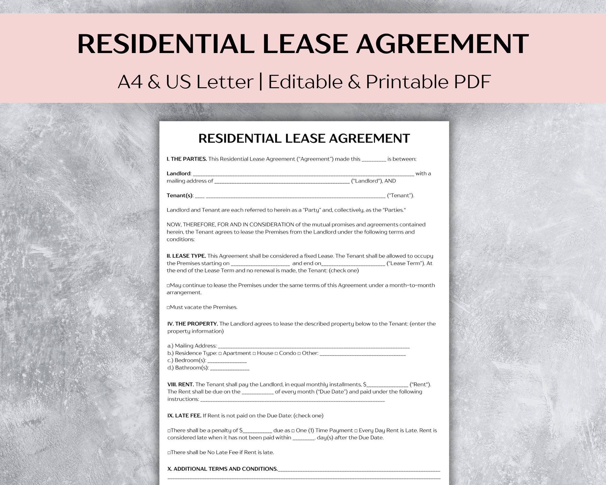 printable lease agreement