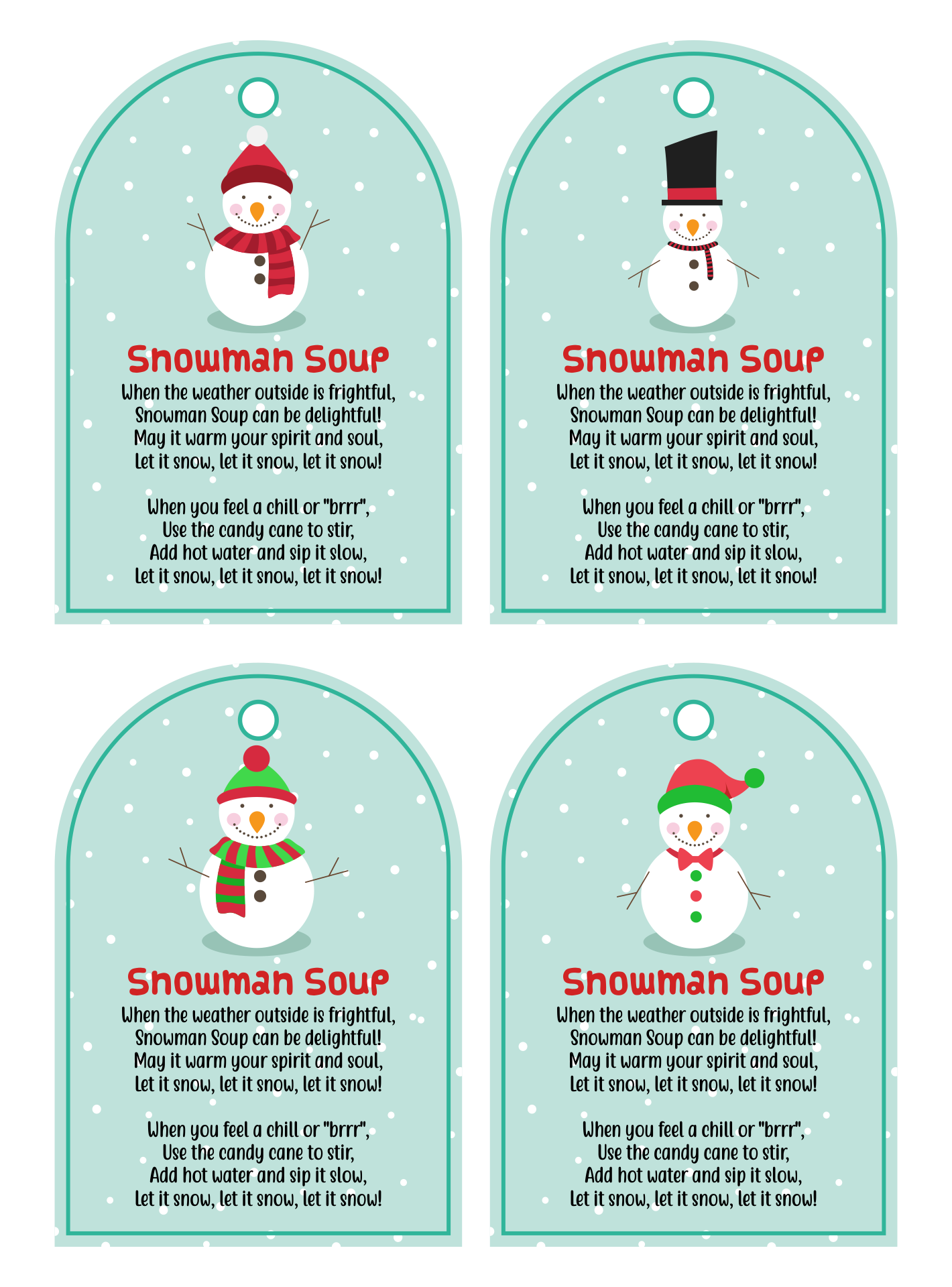 Snowman Soup Labels 10 Free PDF Printables Printablee