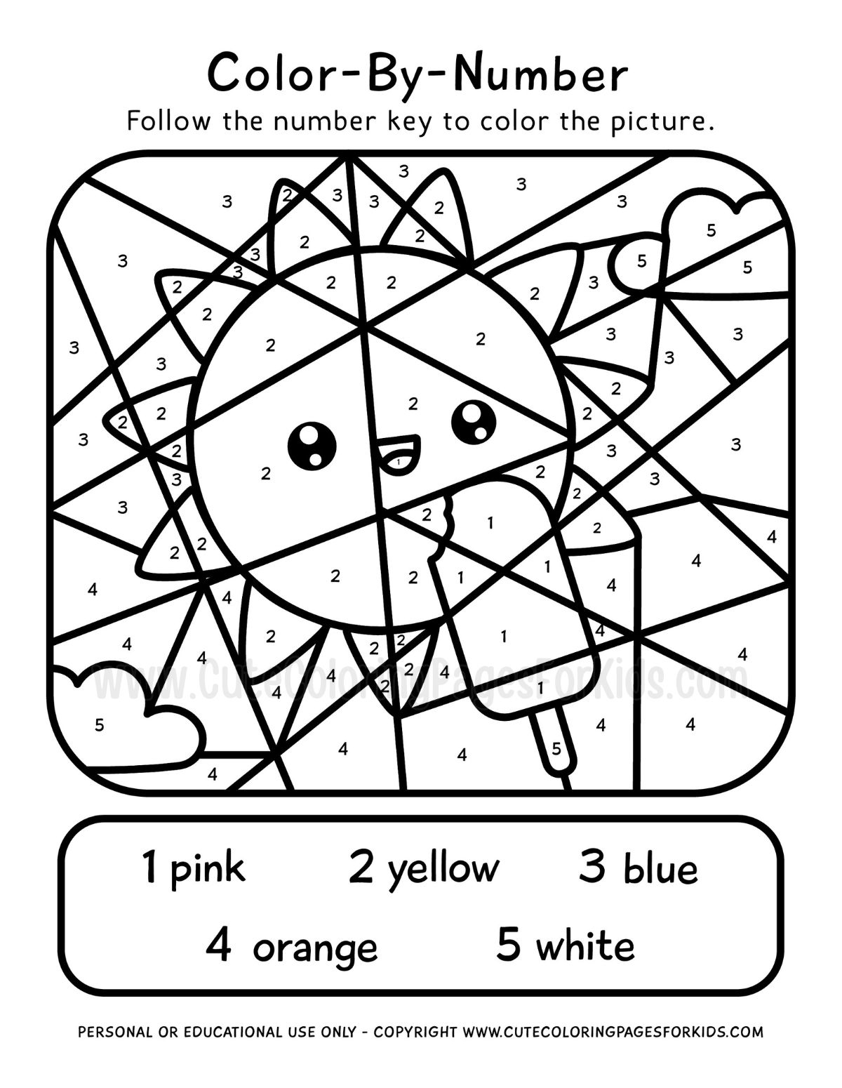 free color by number printables