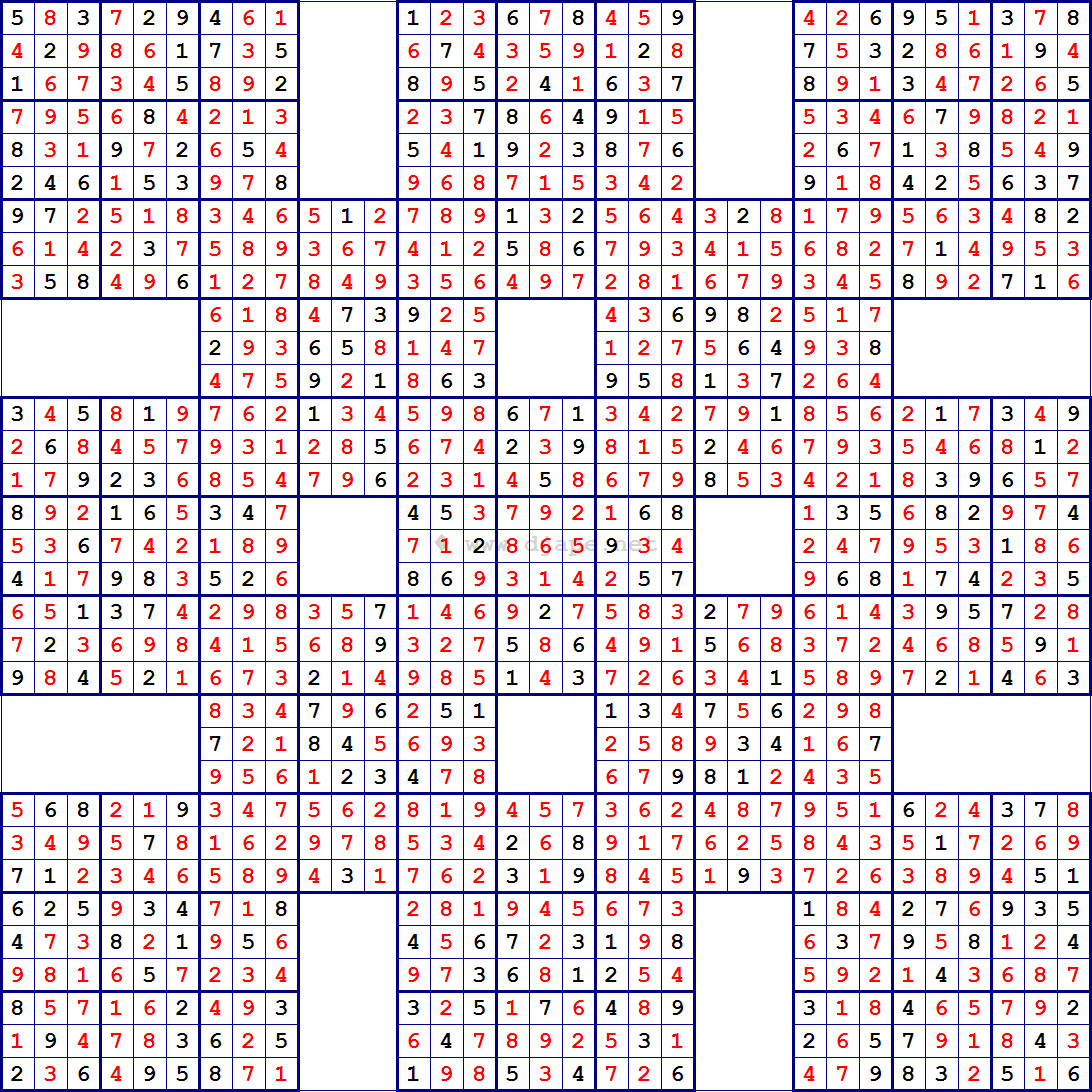 samurai sudoku printable