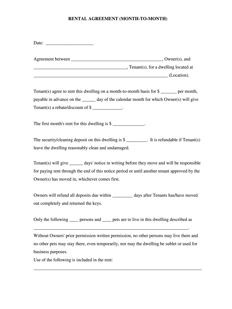 printable rental agreement