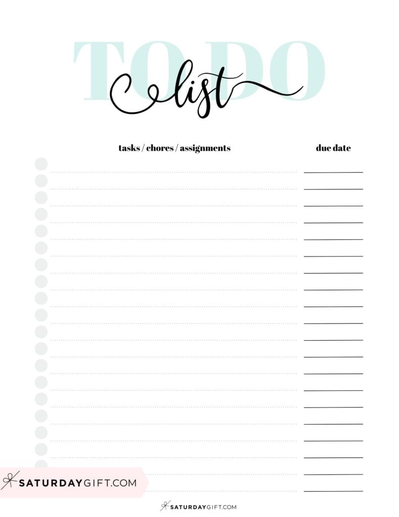 To Do List Template 29 Cute Free Printable To Do Lists SaturdayGift