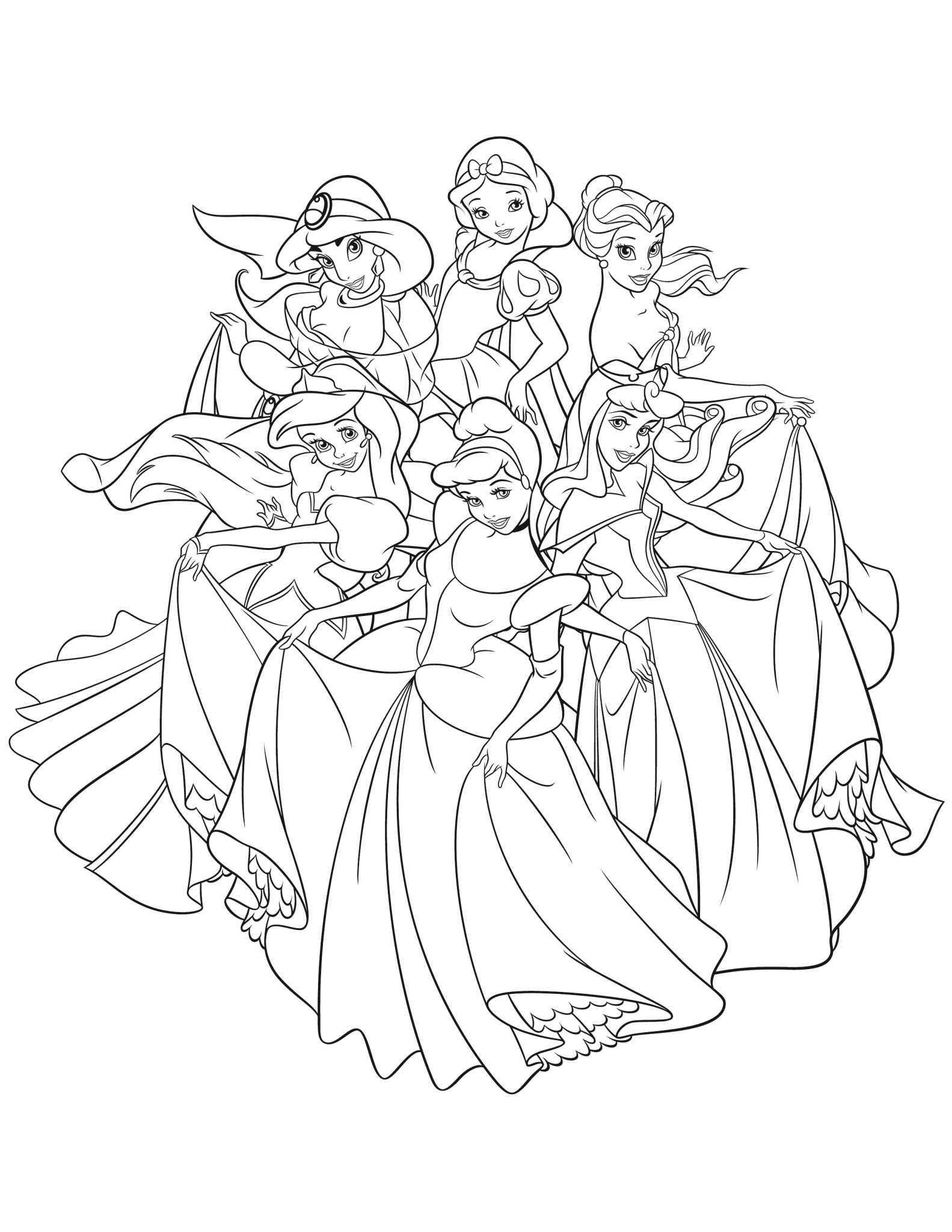 princess color pages printable