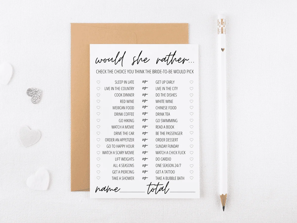 free printable wedding shower games