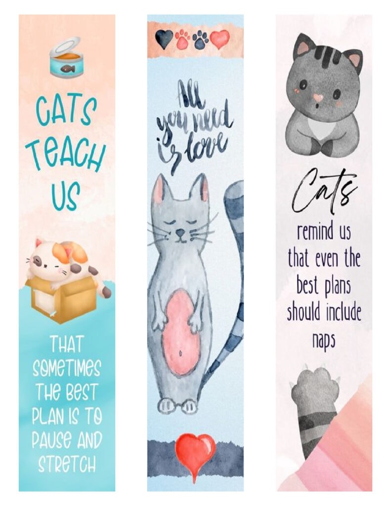 bookmark printable free cat