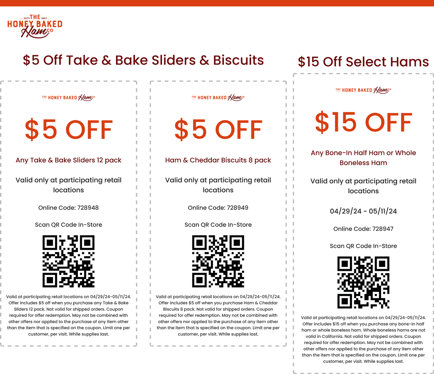  15 Off Boneless Ham More Today At Honeybaked Ham Restaurants Or Online Via Promo Code 728947 honeybaked The Coupons App 