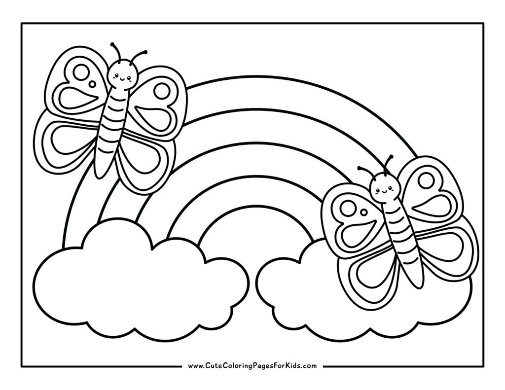 Printable Colouring Pages Of Rainbows