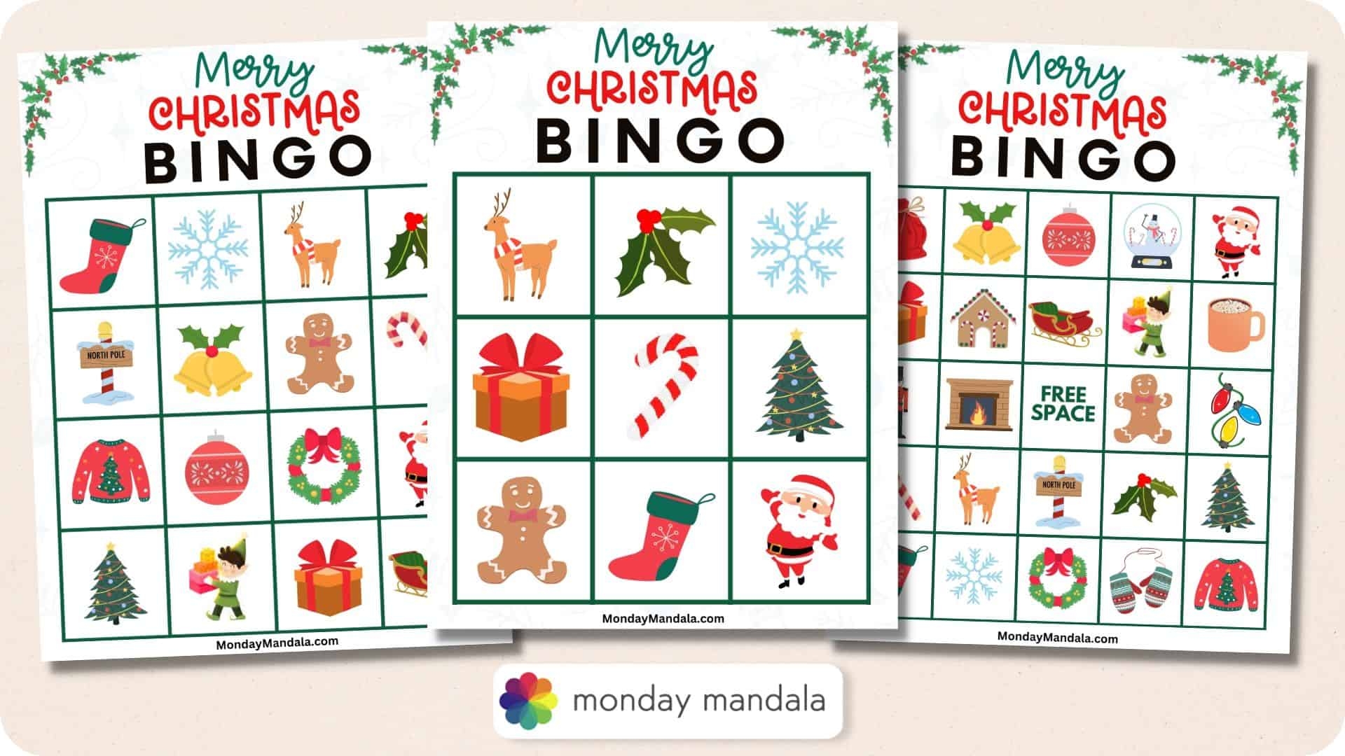 free printable christmas bingo cards