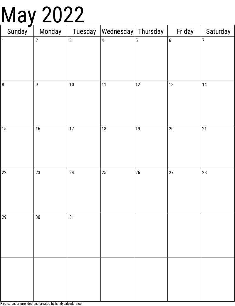 2022 May Calendars Handy Calendars