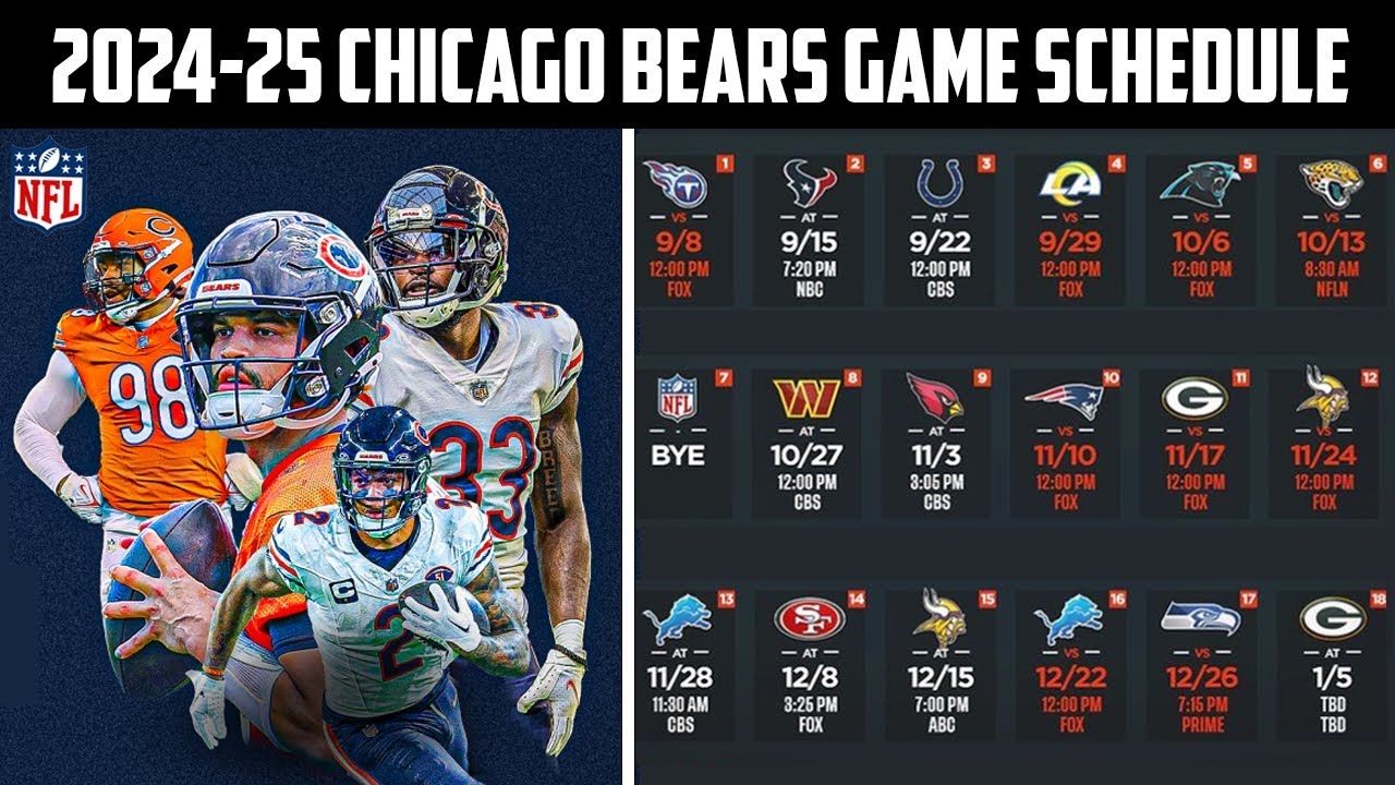 2024 25 Chicago Bears Football Games Schedule YouTube
