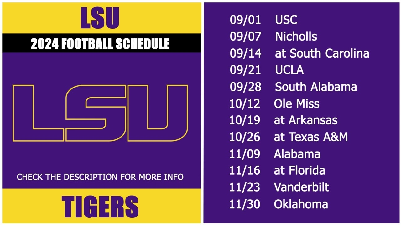 2024 LSU Tigers Football Schedule YouTube