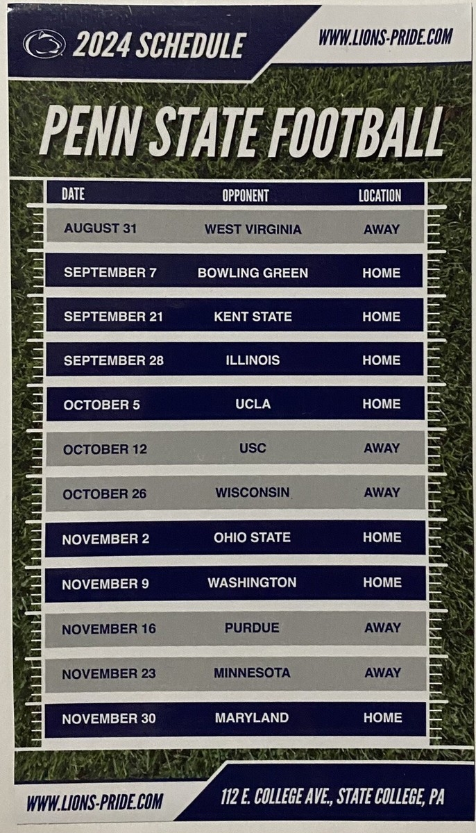 Penn State Football Schedule 2024 Printable