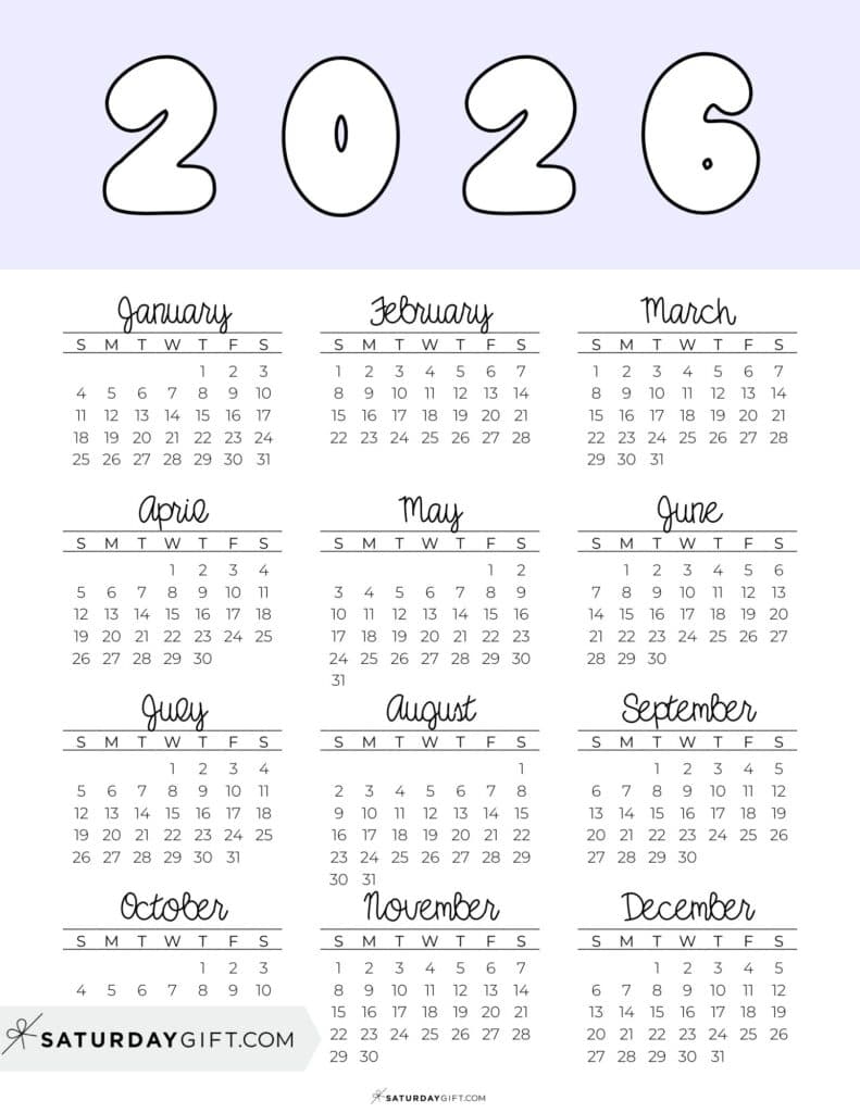printable 2026 calendar with holidays full year