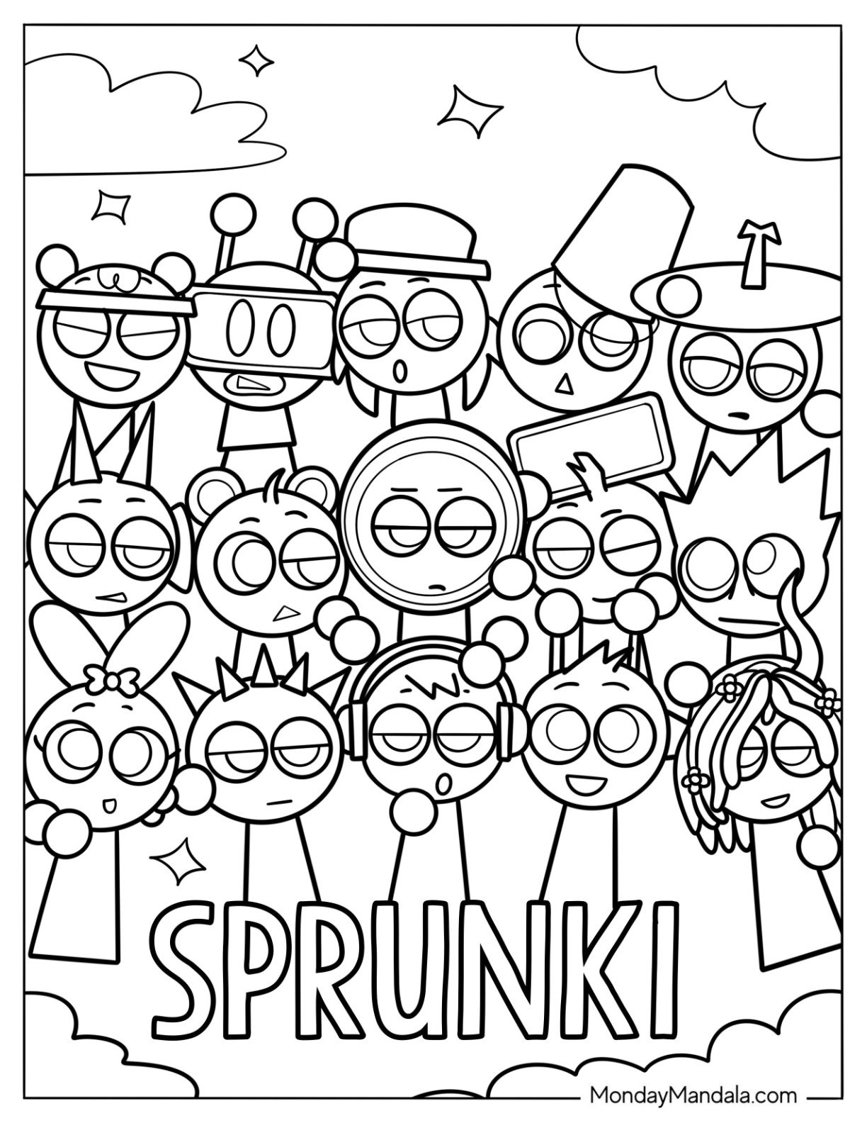 sprunki coloring pages printable