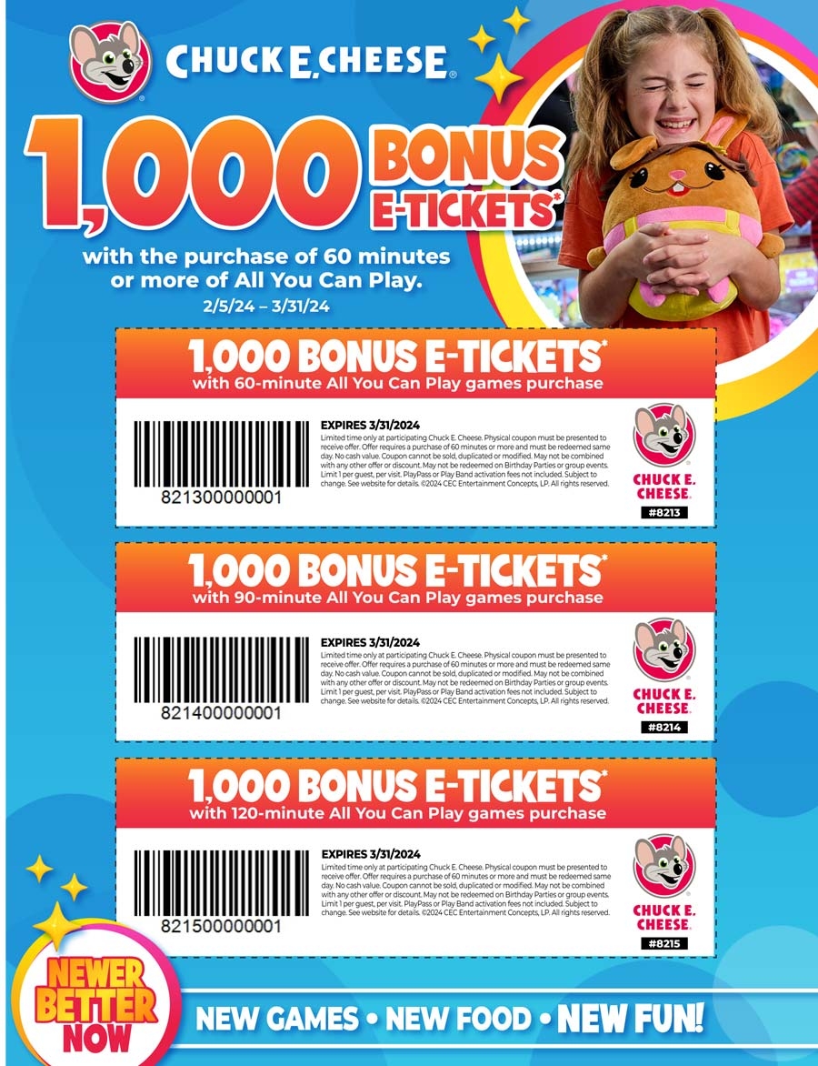 25 Off Play Cards More At Chuck E Cheese Pizza Chuck E Cheese July 2025 Coupons Promo Codes Deals 
