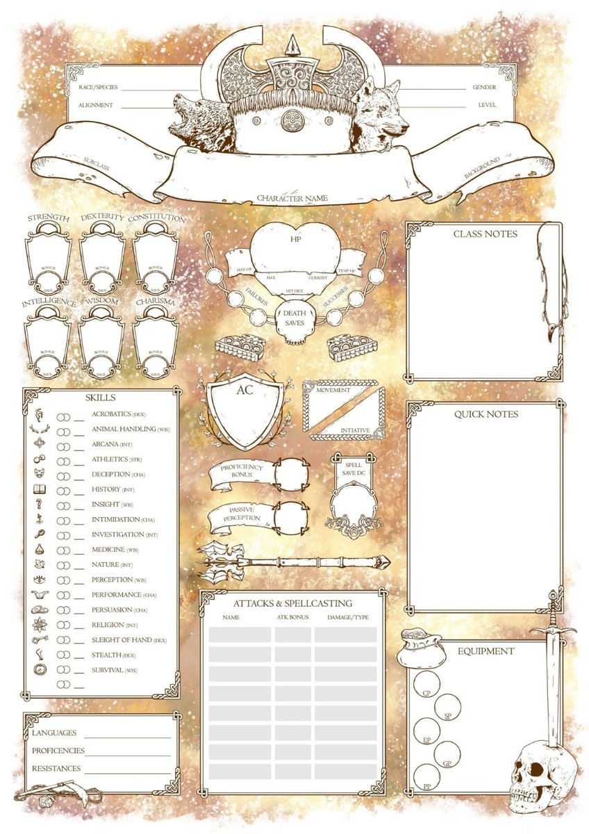 3 DnD 5e Barbarian Custom Class Character Sheet Sets Dungeons Dragons Fantasy EBay