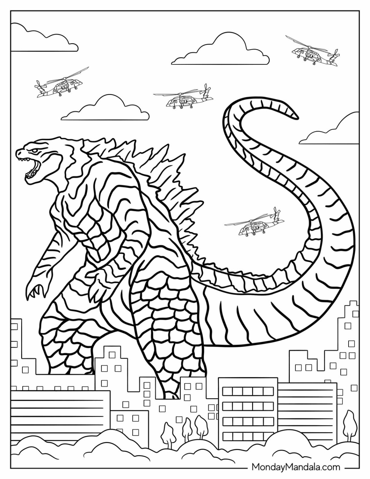 godzilla printable coloring pages