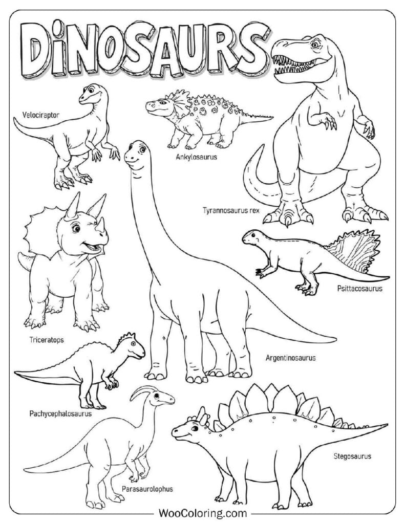 dinosaur color pages printable