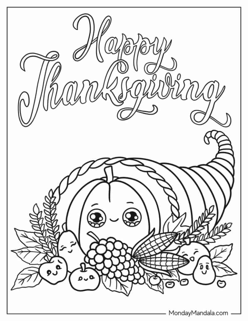 Free Printable Cute Thanksgiving Coloring Pages