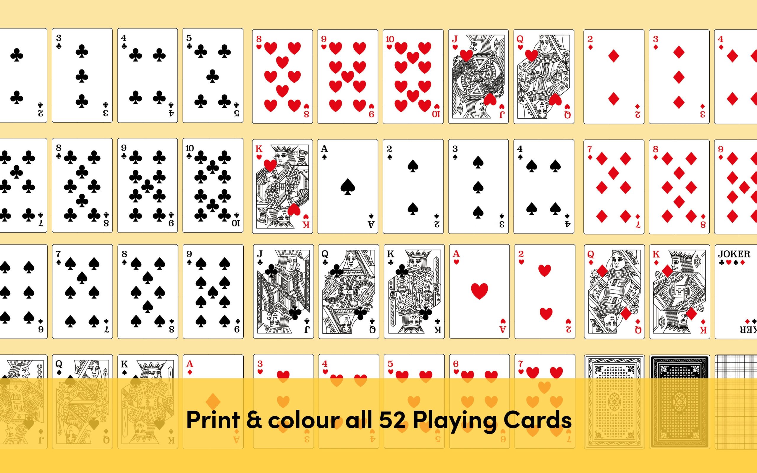 All 52 Playing Cards Full Deck Printable Instant Digital Download PDF DIY Playing Card Decks Classic English Artwork 2 Colours Etsy