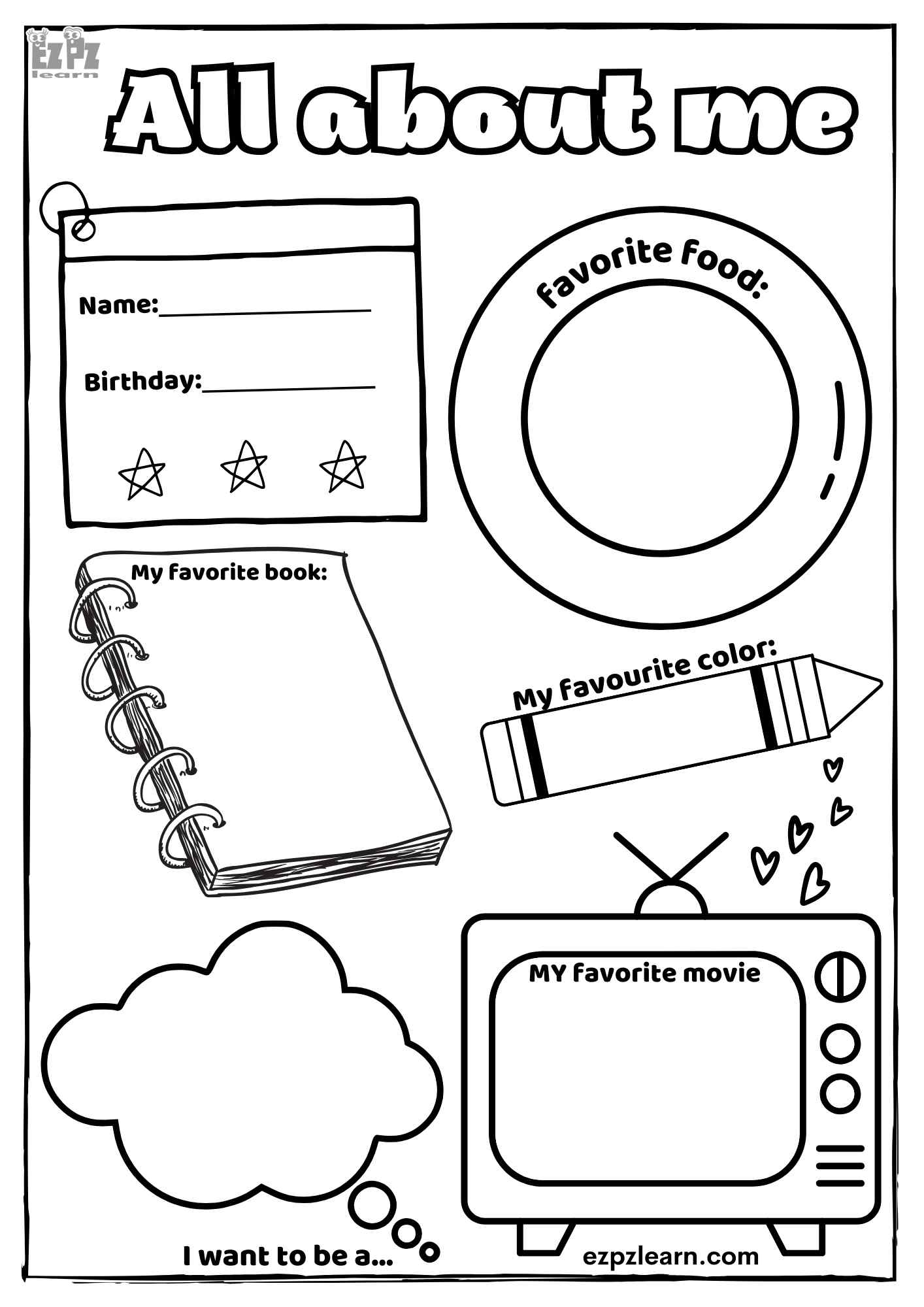 all about me preschool worksheet