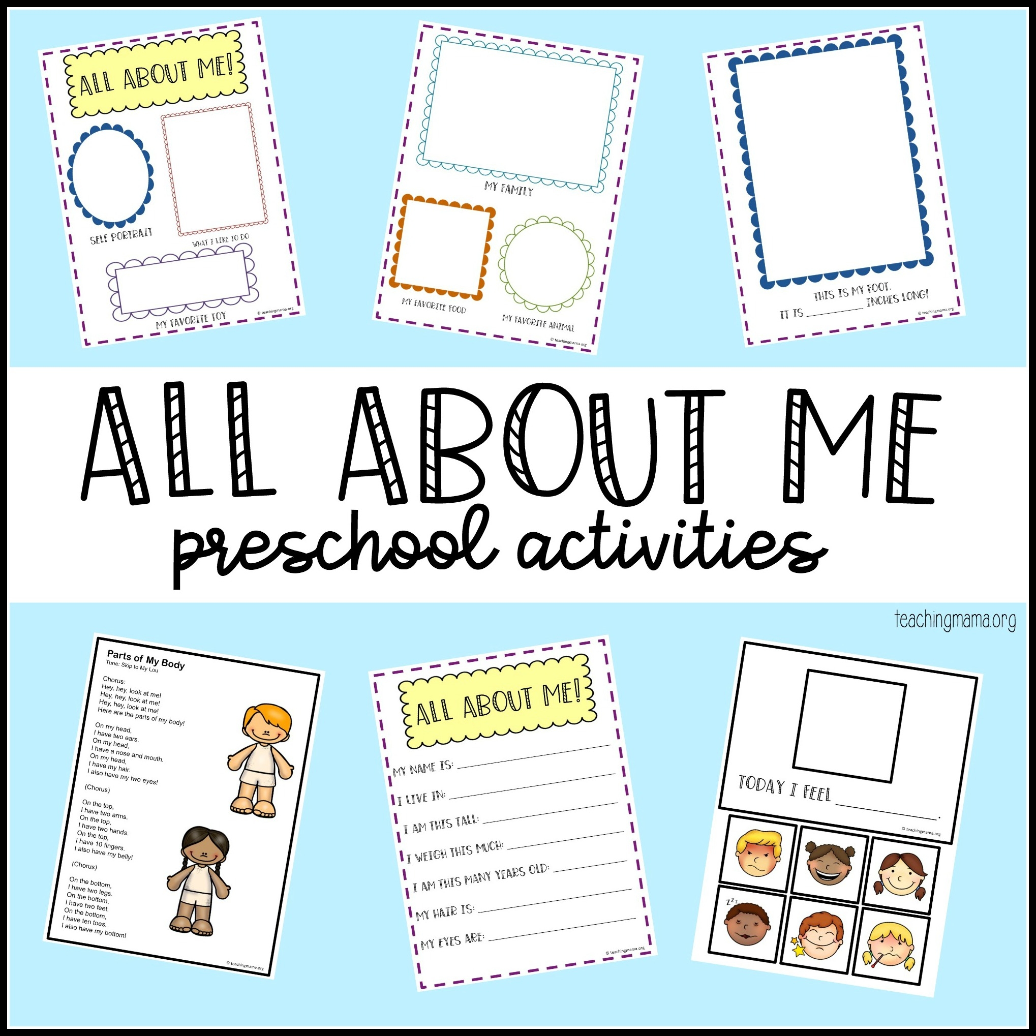 all about me worksheets for preschool