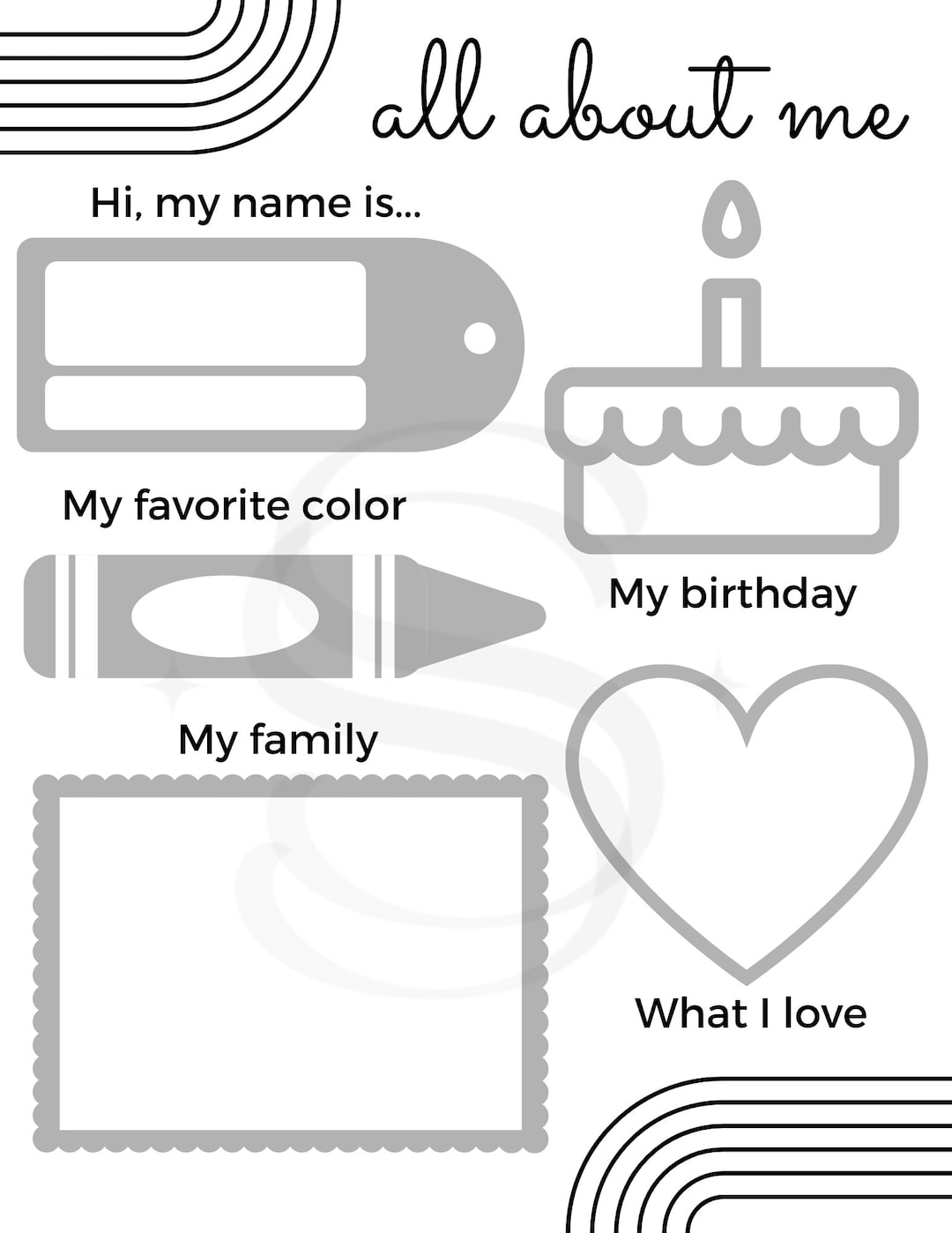 All About Me Preschool Worksheet Back To School Activity Sheet Coloring Pages Printable Digital Download Etsy