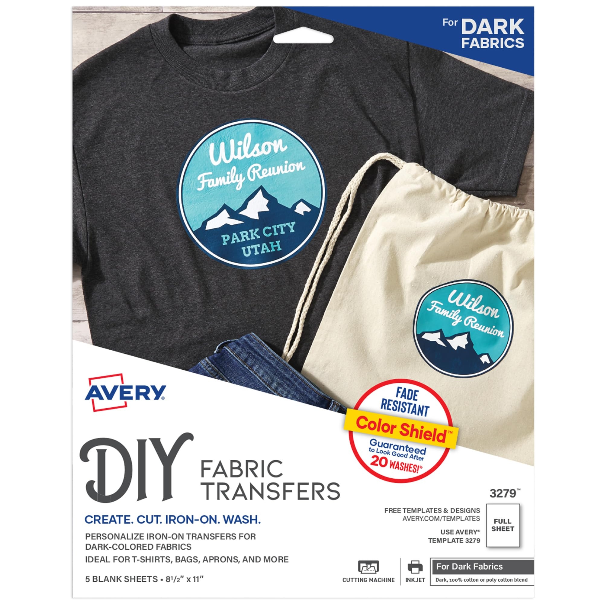 Amazon Avery Printable Heat Transfer Paper For Dark Fabrics 8 5 X 11 Inkjet Printer Compatible 30 Pack Iron On Transfers 3279 