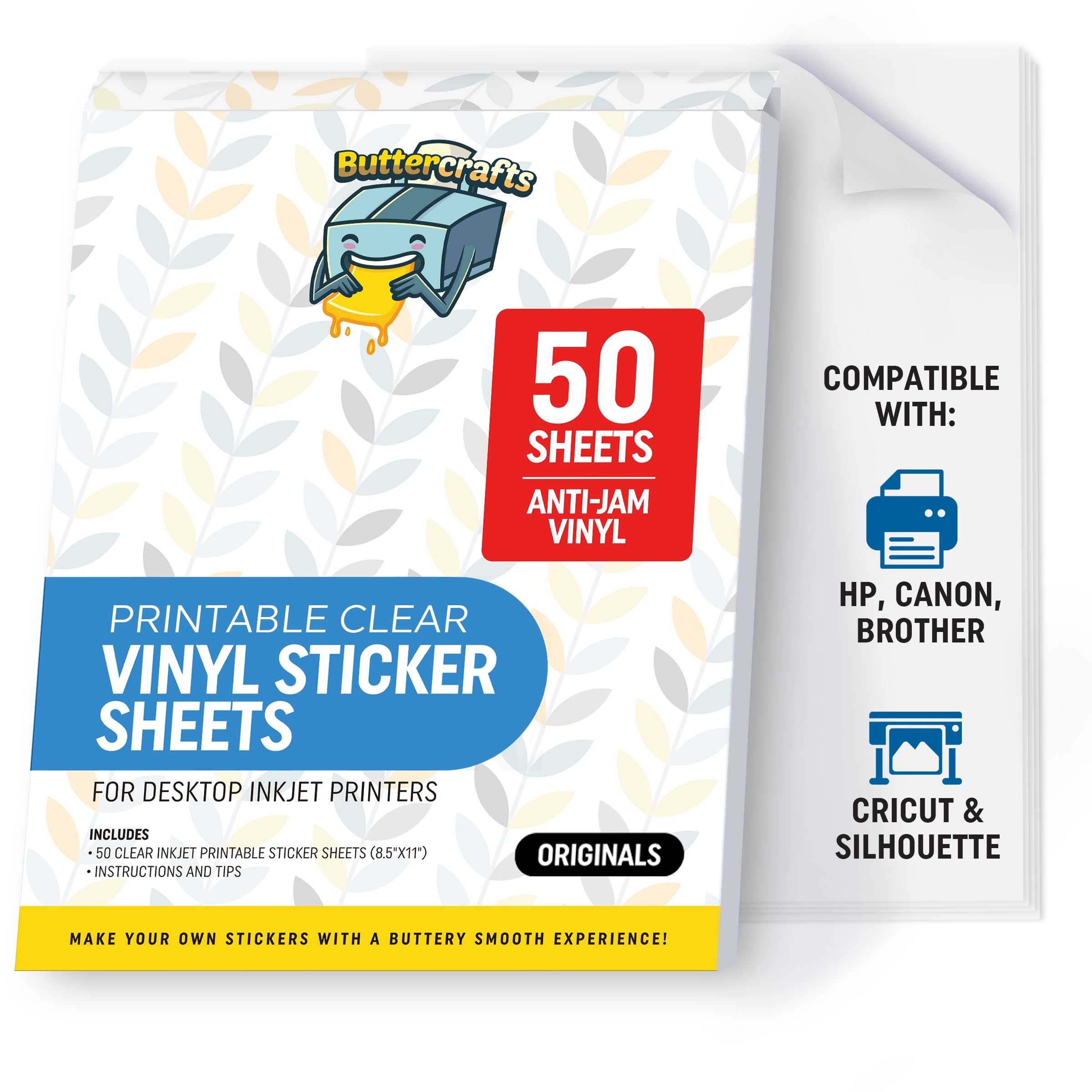 Amazon Clear Printable Vinyl For Inkjet Printer Clear Sticker Paper Waterproof 50 Sheets Transparent Inkjet Printable Vinyl Sticker Paper Avoid Jams For Printers Office Products