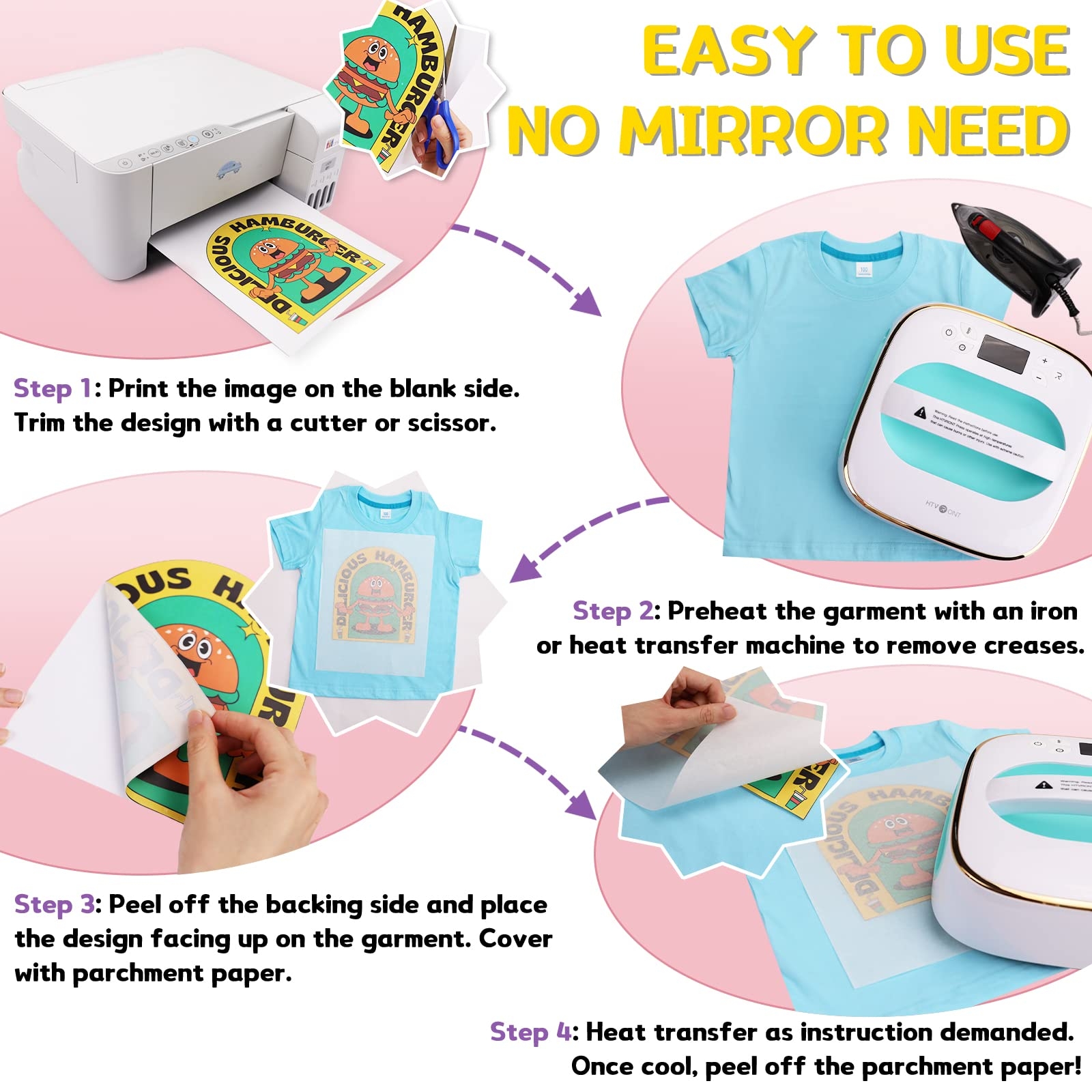 Amazon HTVRONT Iron On Transfer Paper For Light T Shirts 10 Pack 11x17 Heat Transfer Paper For Inkjet Printer Easy To Use Printable Heat Transfer Vinyl Vibrant Color Durable Soft 