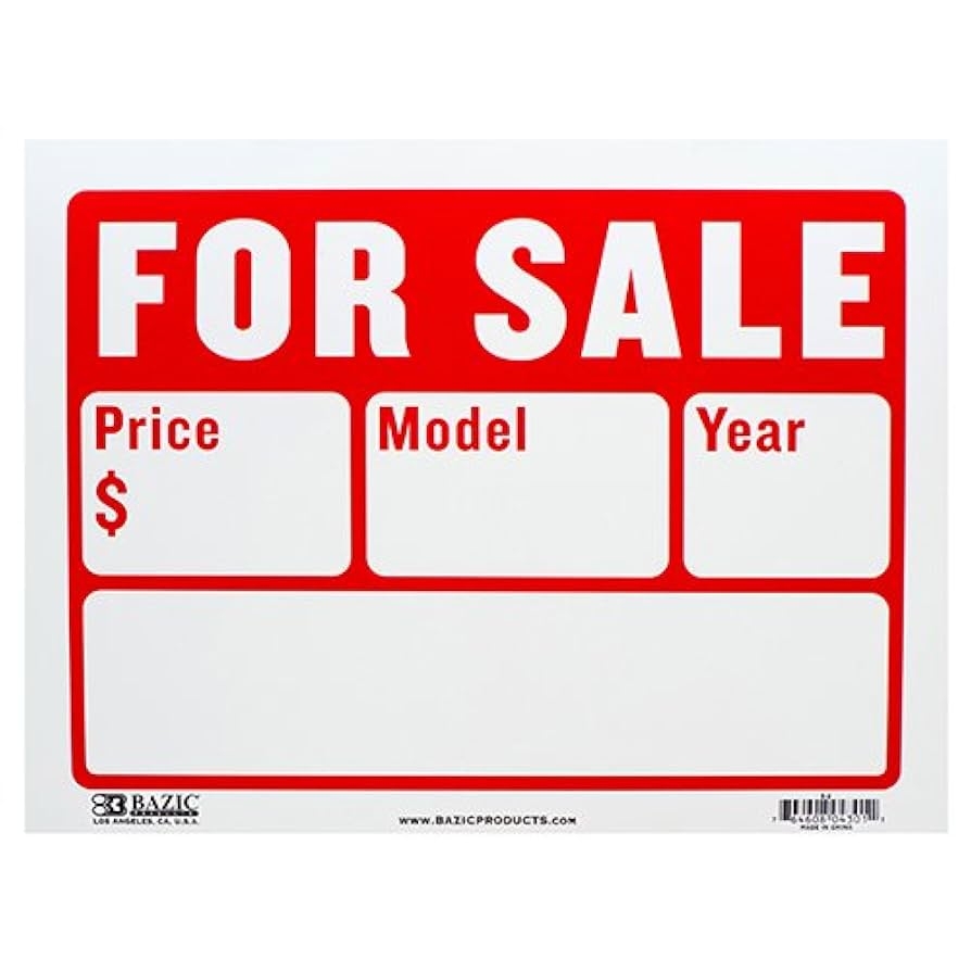 Amazon Plastic for Sale Sign Board Size 9 X 12 2 Lines Pack Of 2 Retail Store Car Auto Sale Label Tags Office Products