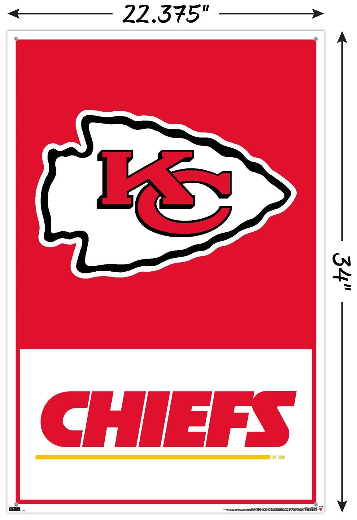 Amazon Trends International NFL Kansas City Chiefs Logo 21 Wall Poster 22 37 X 34 00 Poster Push Pin Bundle Sports Outdoors