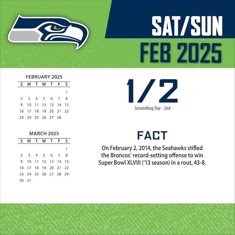Amazon Turner Sports Seattle Seahawks 2025 Box Calendar 25998053056 Office Products