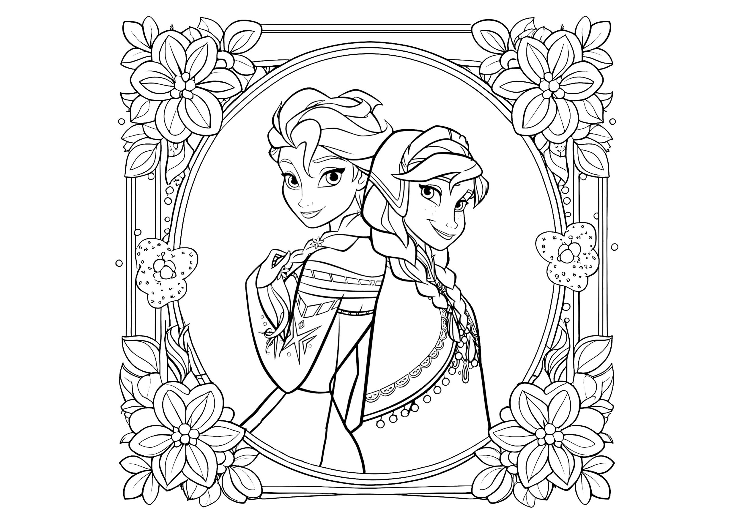 anna and elsa color page