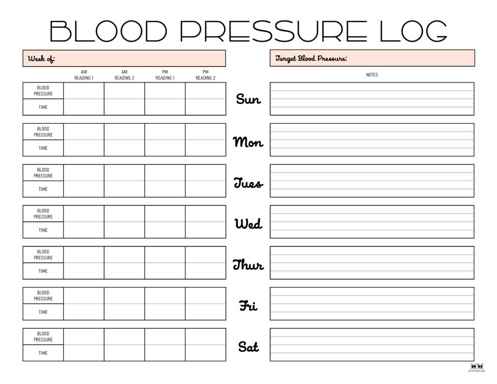 Free Printable Blood Pressure Log