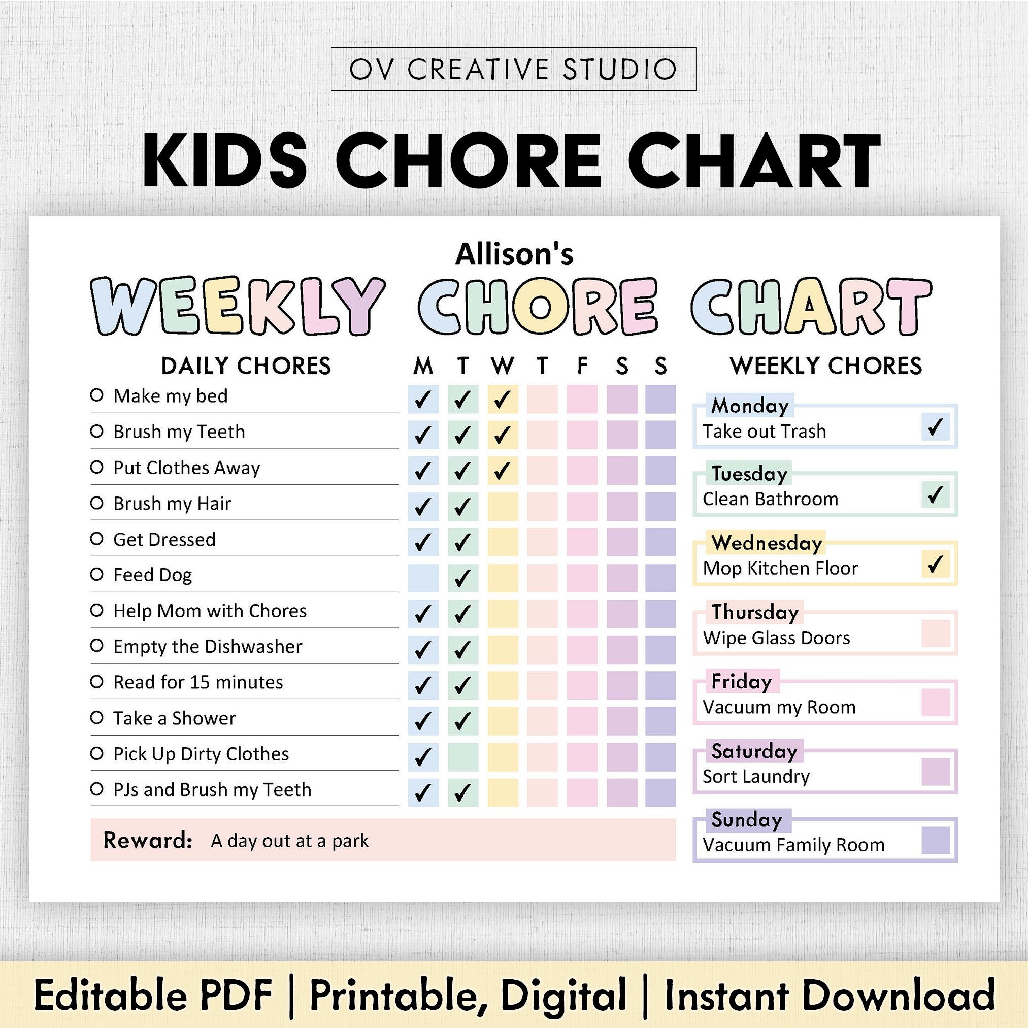 children's chore chart printable