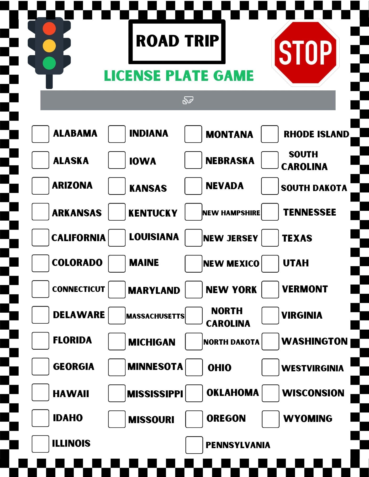 Buy Road Trip License Plate Game Printable PDF Online In India Etsy
