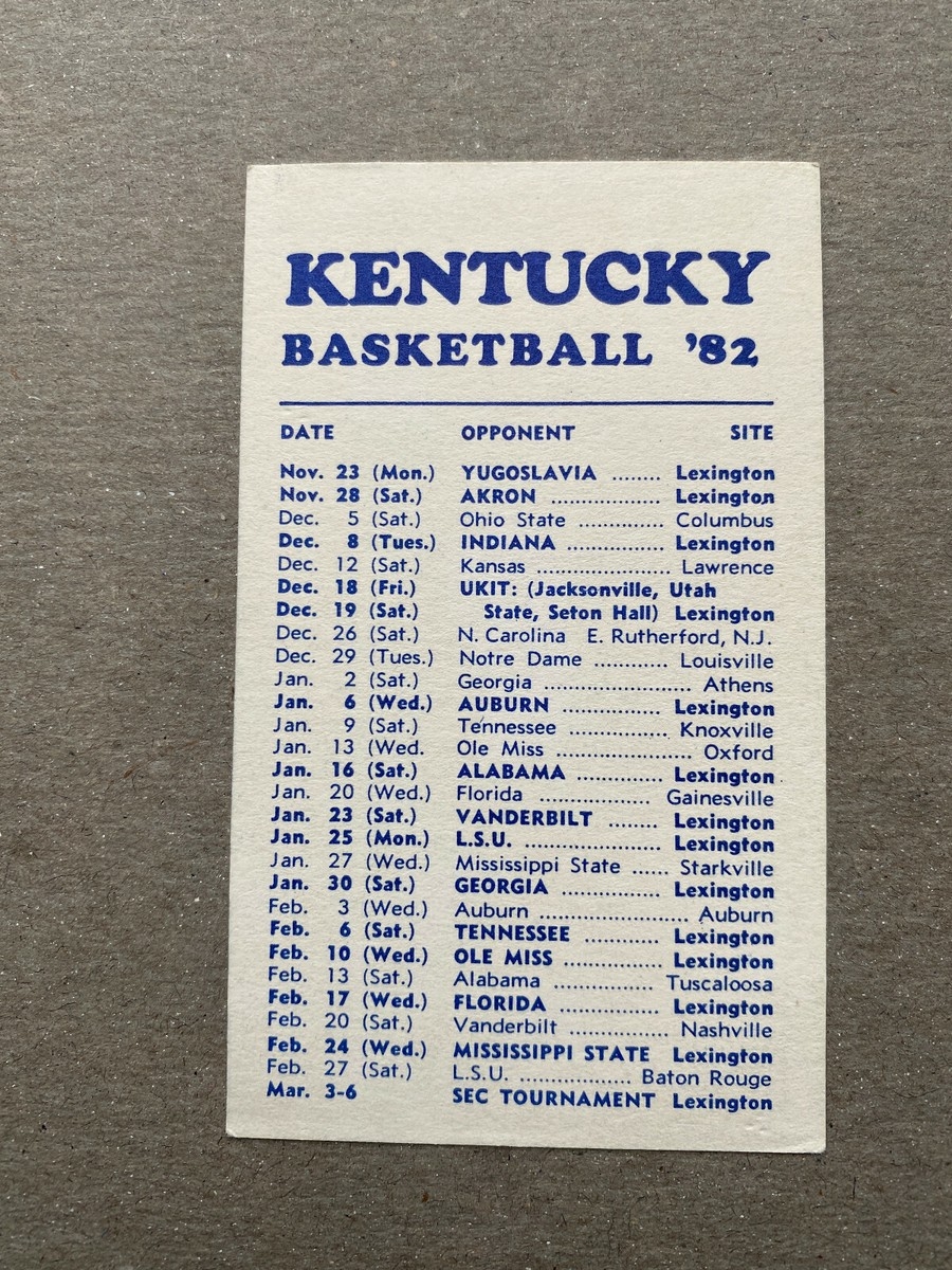CBK 1981 82 KENTUCKY WILDCATS College Basketball Schedule CHARLES HURT Action EBay