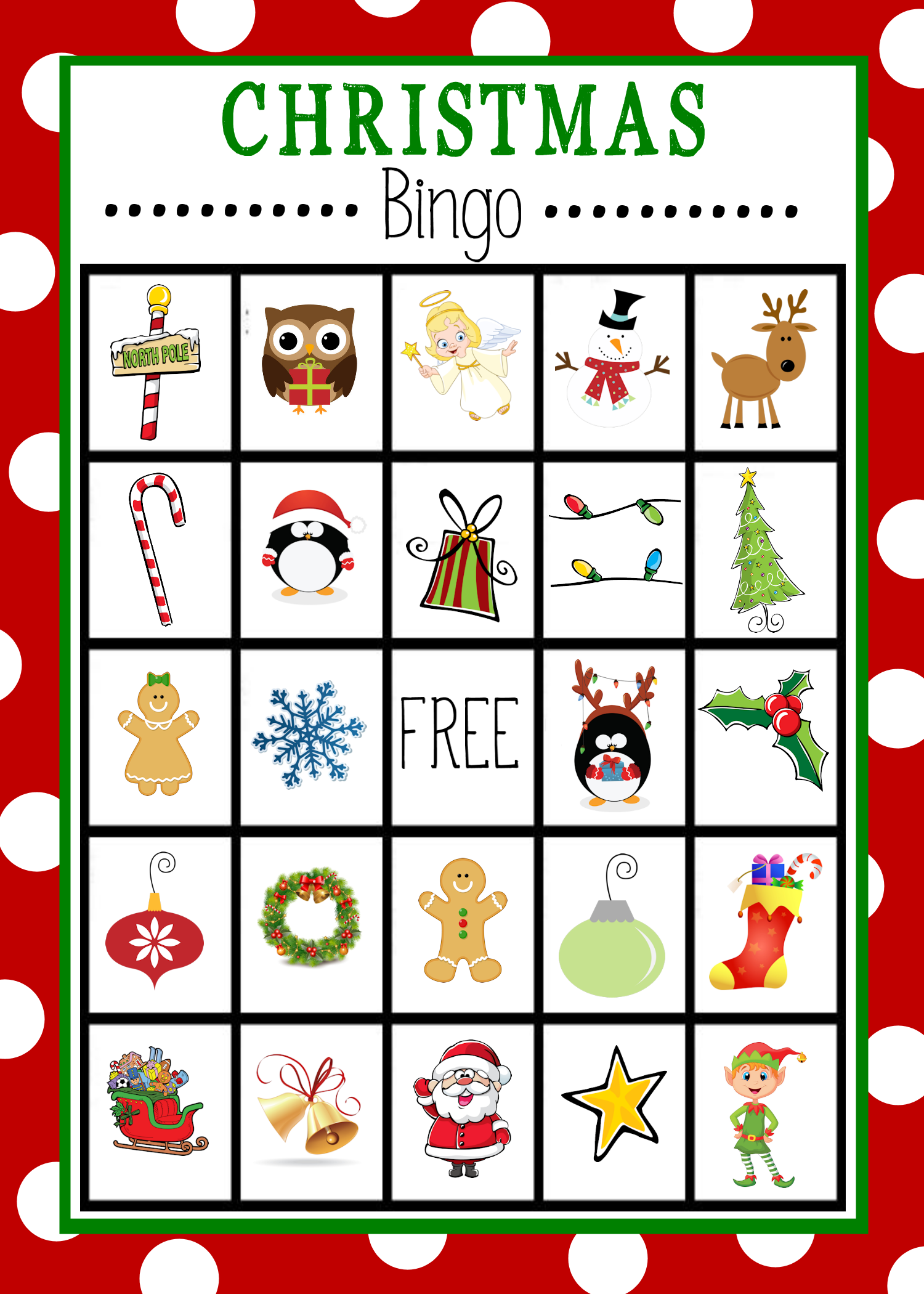free printable xmas bingo game