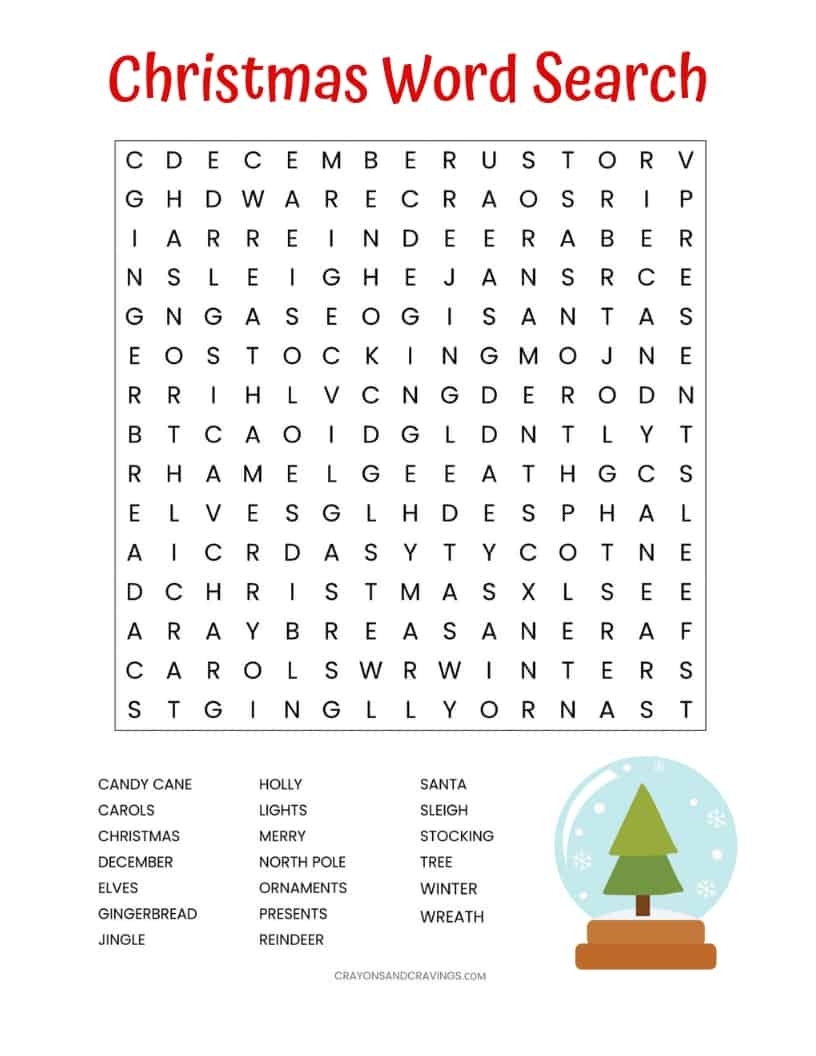 Printable Christmas Word Search Puzzle Free