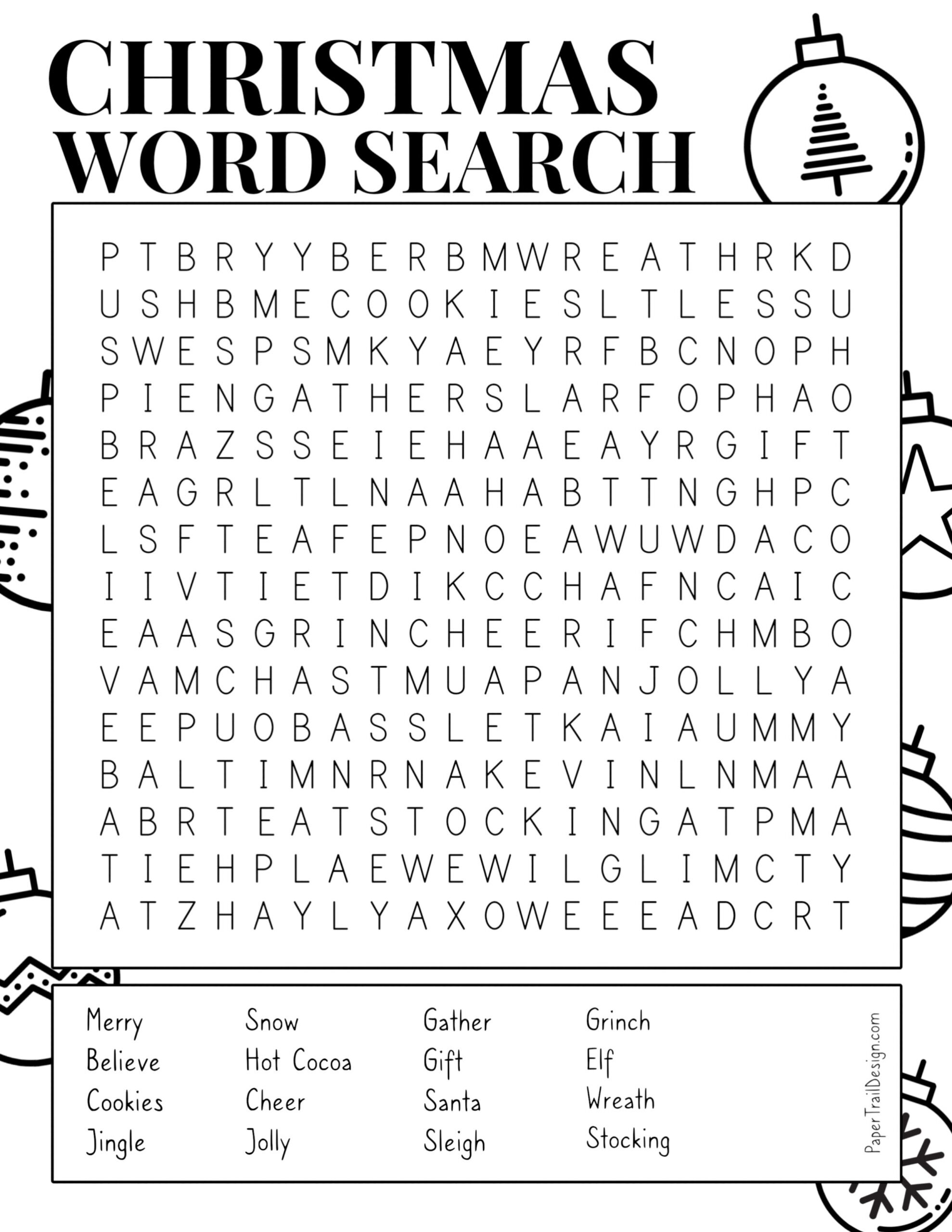 christmas word search printable